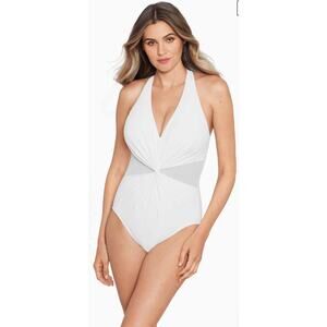 Miraclesuit White Illusionist Wrapture One Piece Swimsuit 16 NWT